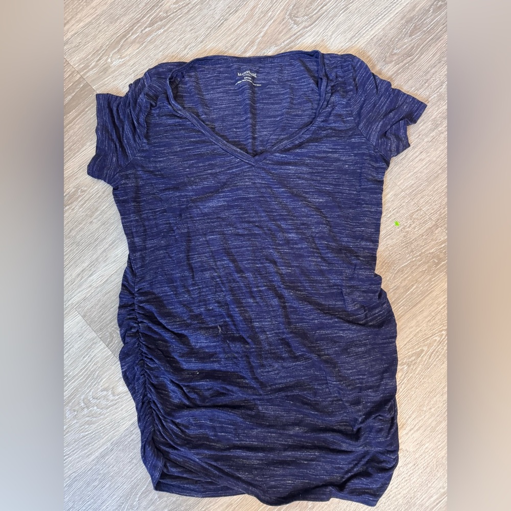 Motherhood Heathered Navy Short Sleeve Top
